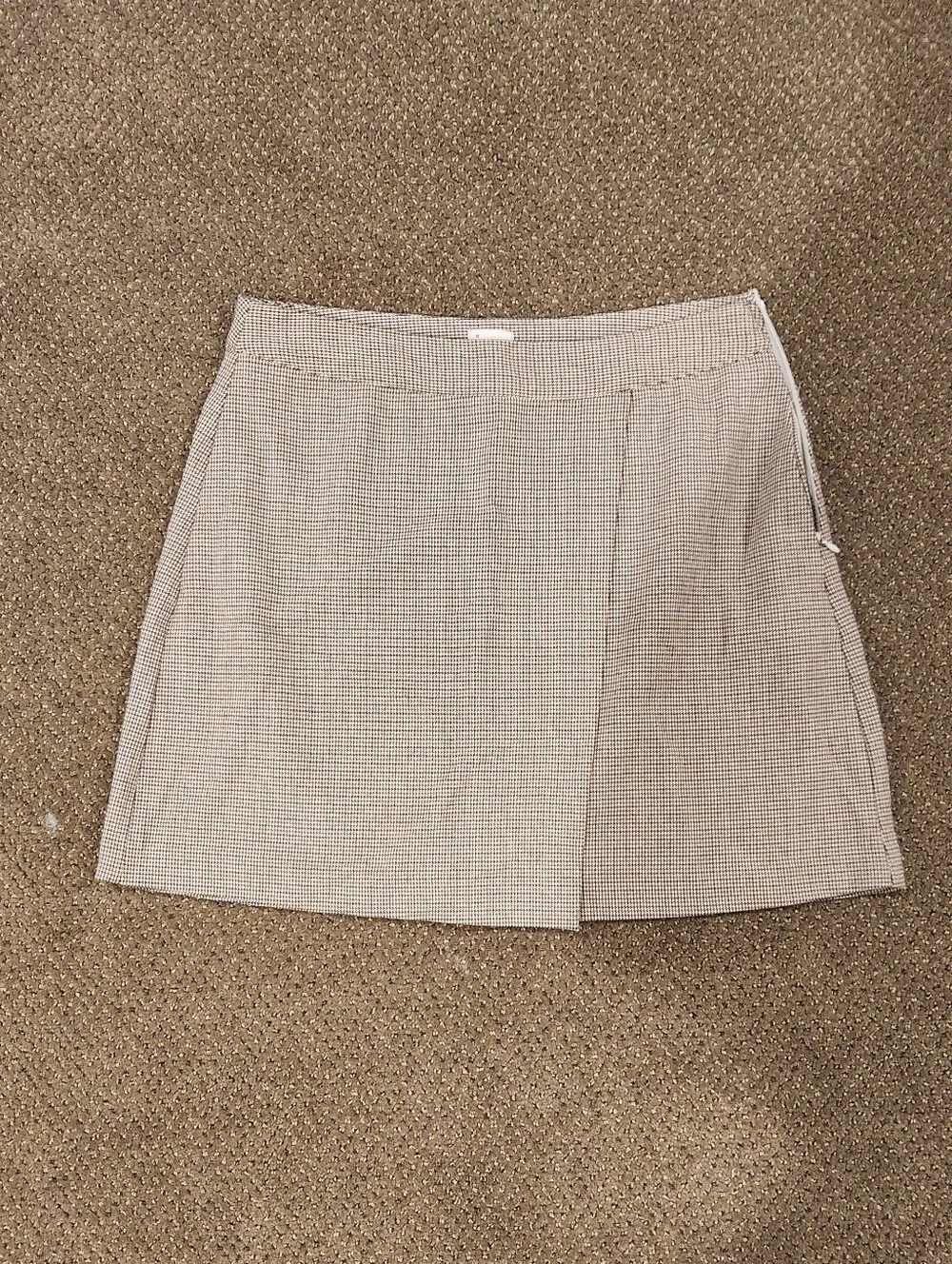 a new day Beige Mini Skirt with Subtle Plaid